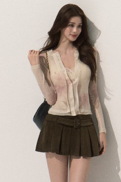 Lyocell High-Waisted Pleated Skirt