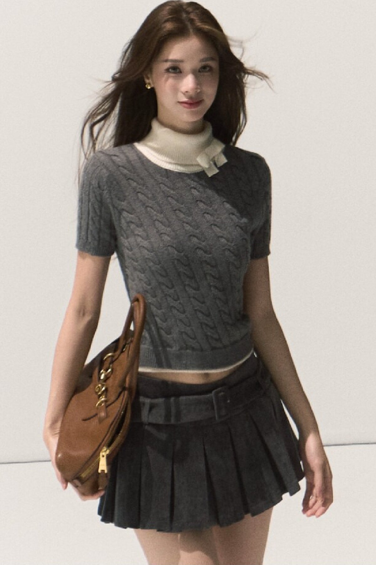 Lyocell High-Waisted Pleated Skirt