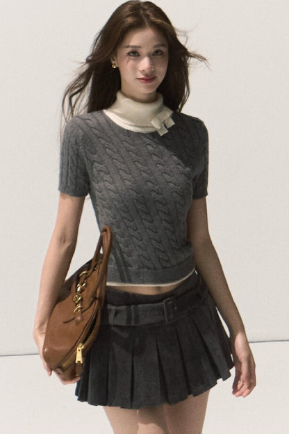 Lyocell High-Waisted Pleated Skirt