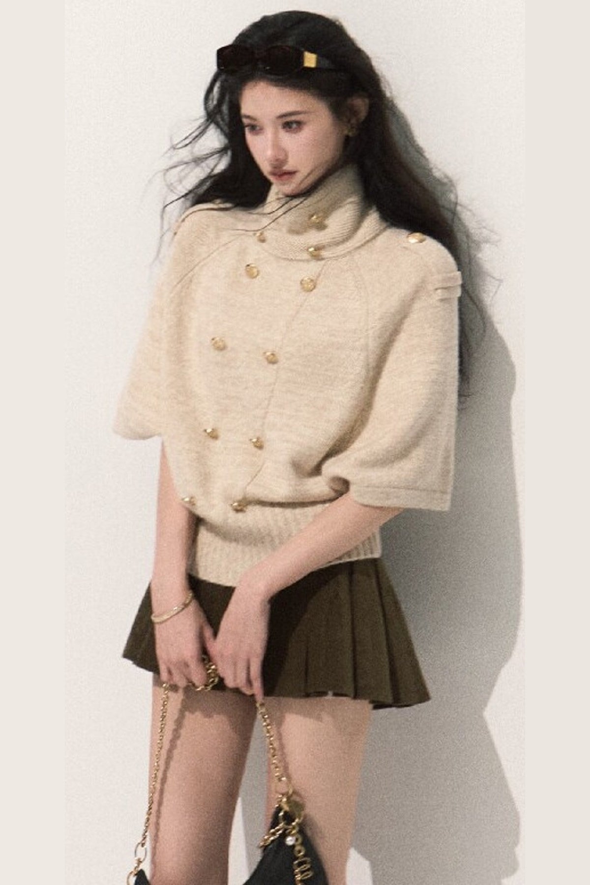 Lyocell High-Waisted Pleated Skirt