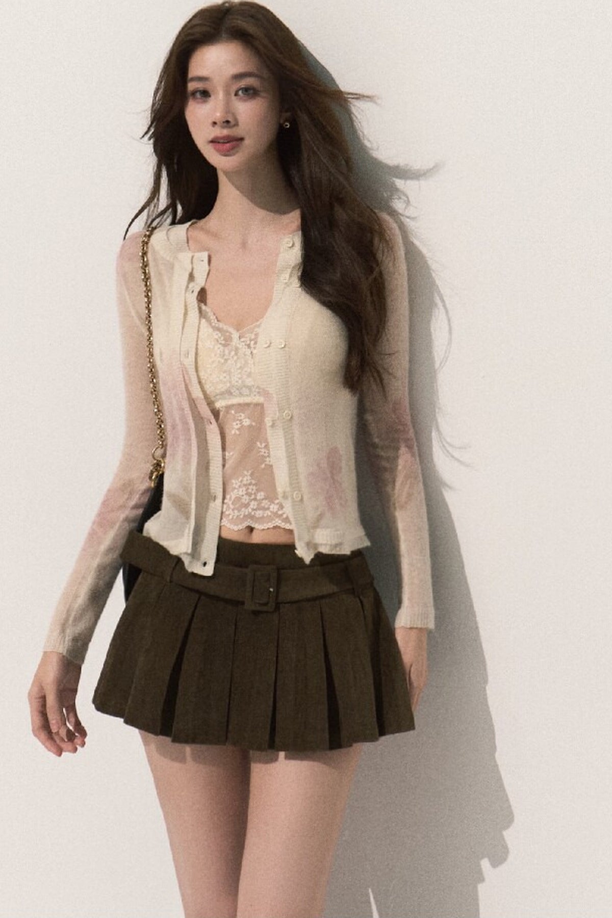 Lyocell High-Waisted Pleated Skirt