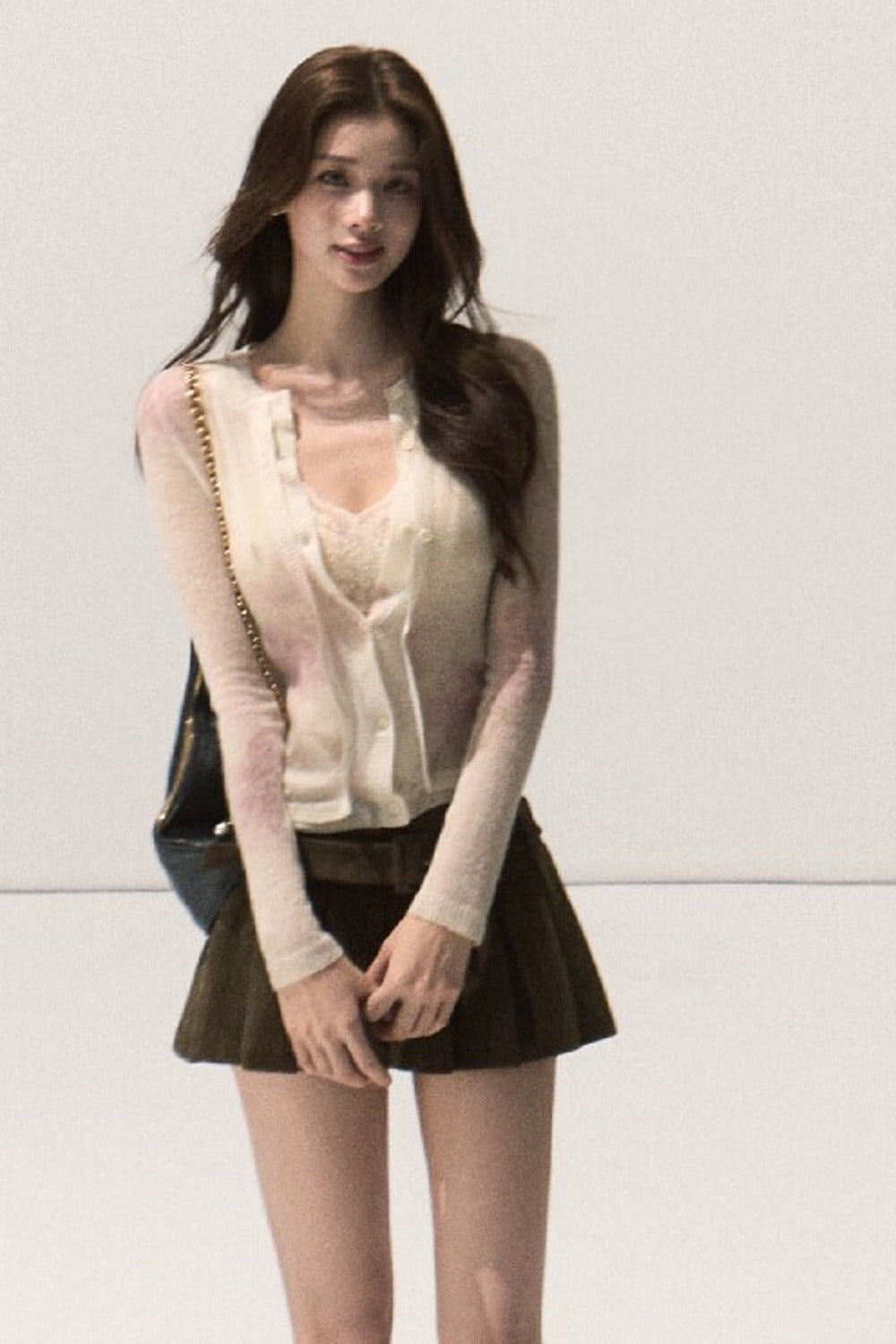 Lyocell High-Waisted Pleated Skirt