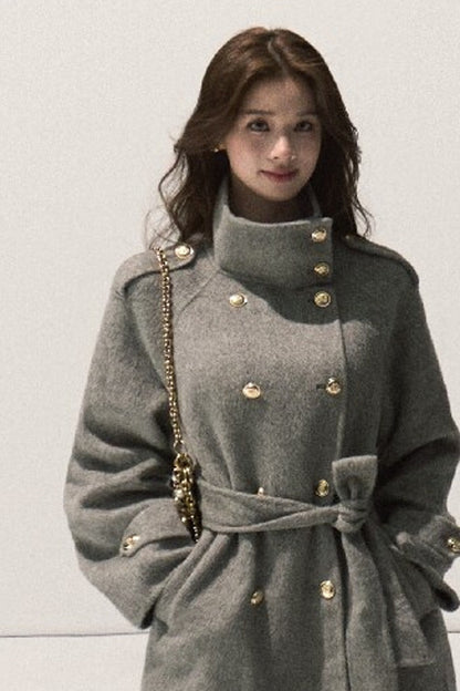 Cappotto in pura lana con cintura