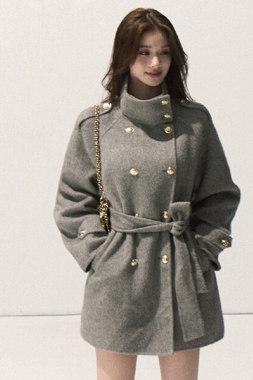 Cappotto in pura lana con cintura