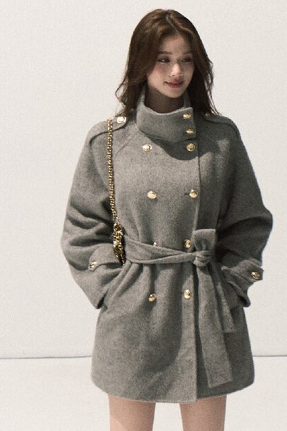 Cappotto in pura lana con cintura