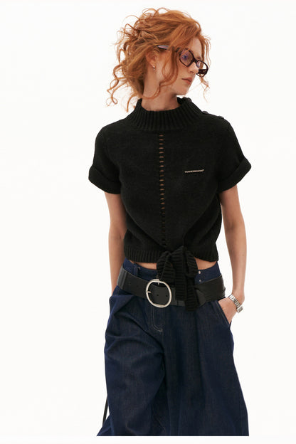 Wool Stand Collar Knit Top
