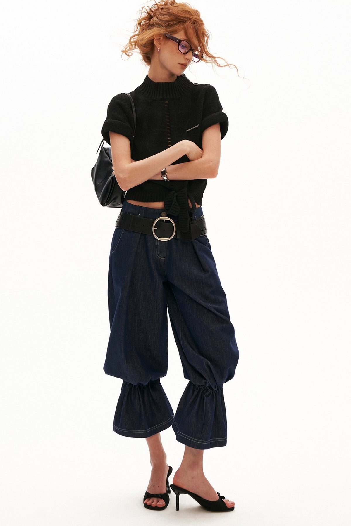 Wool Stand Collar Knit Top