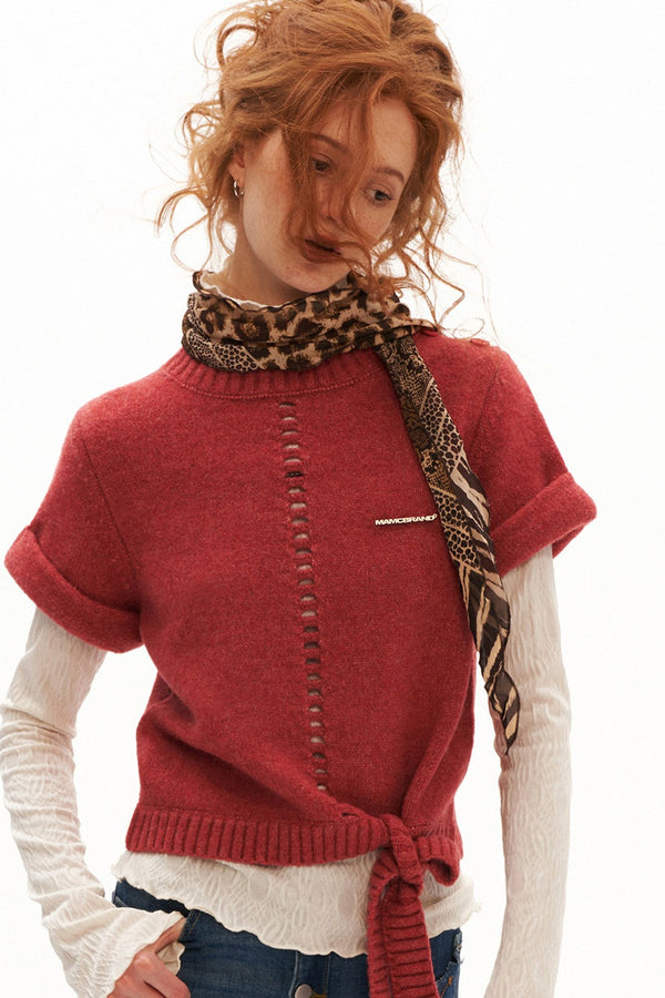 Wool Stand Collar Knit Top