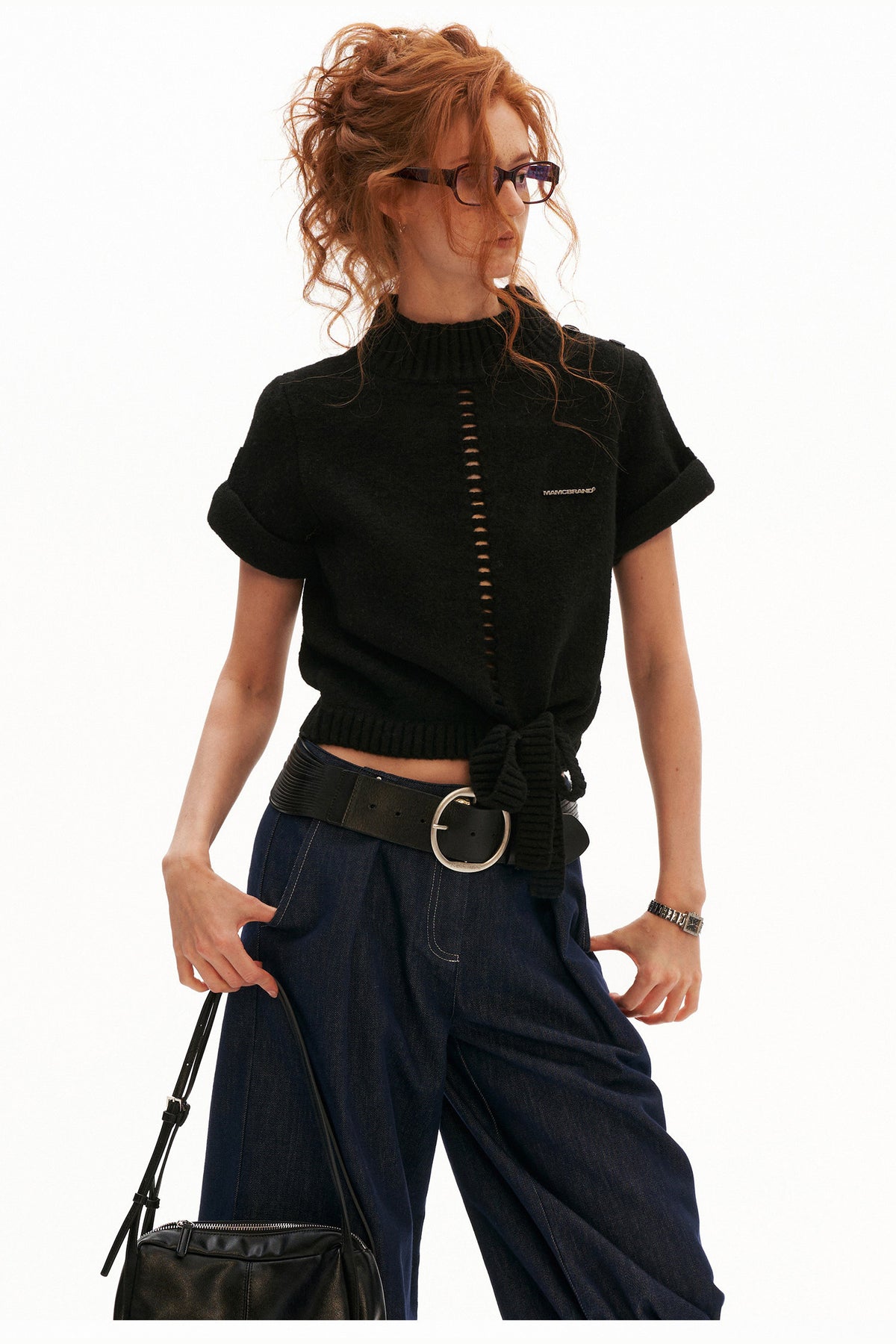 Wool Stand Collar Knit Top