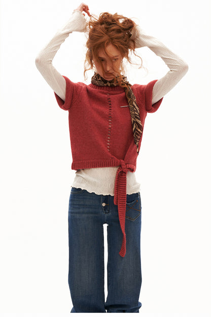 Wool Stand Collar Knit Top