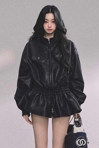 Burgundy Jacket And Shorts Set-Up