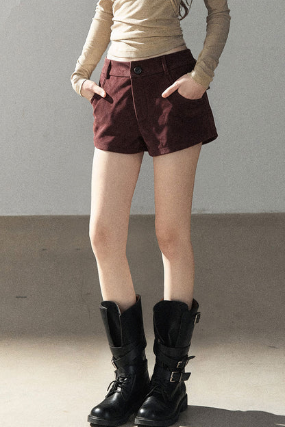 Burgundy Jacket And Shorts Set-Up