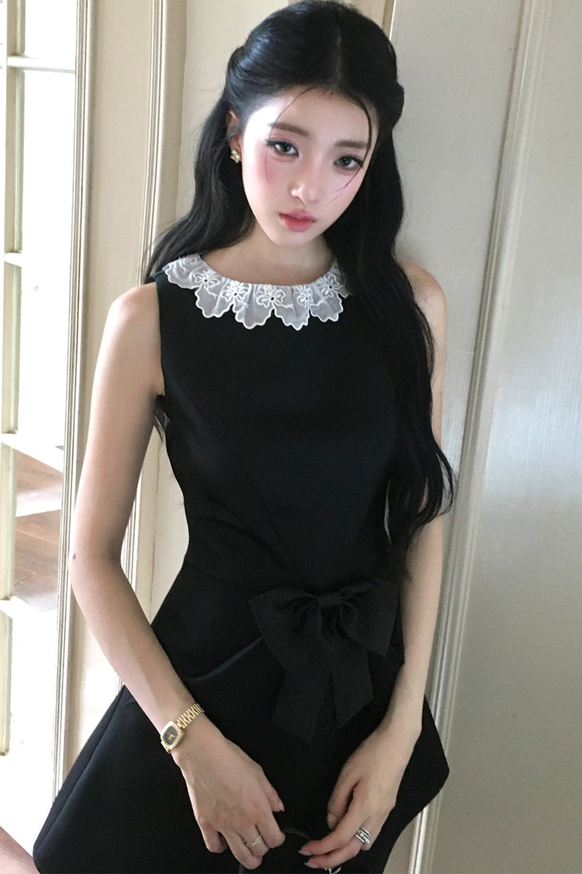 Bow Lace Sleeveless Dress