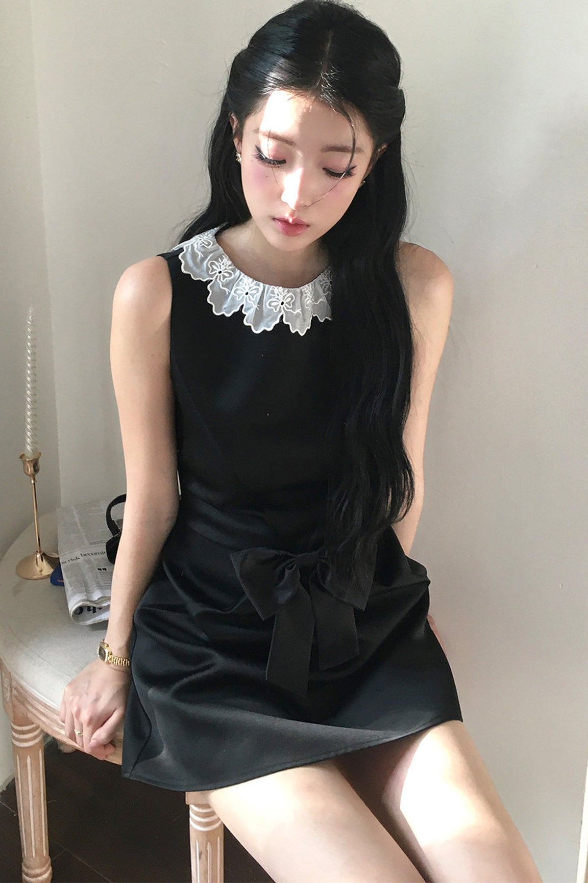 Bow Lace Sleeveless Dress