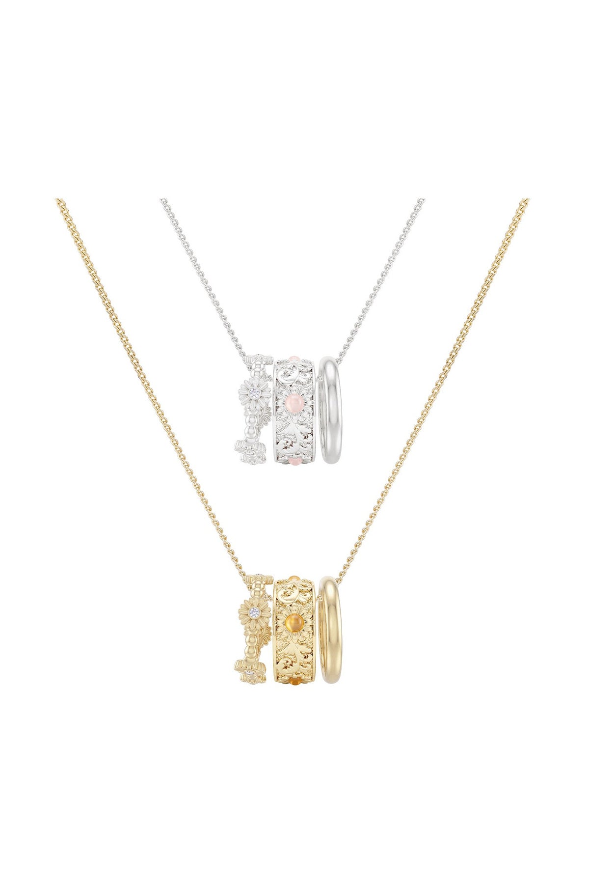 Three-Ring Daisy Long Clavicle Chain