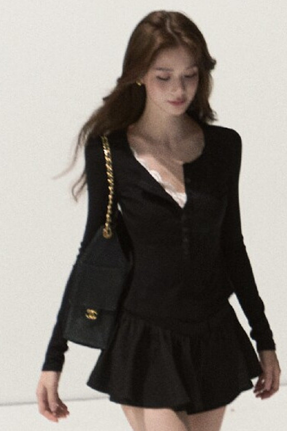 Lyocell Wool Lace Polo Knit Top