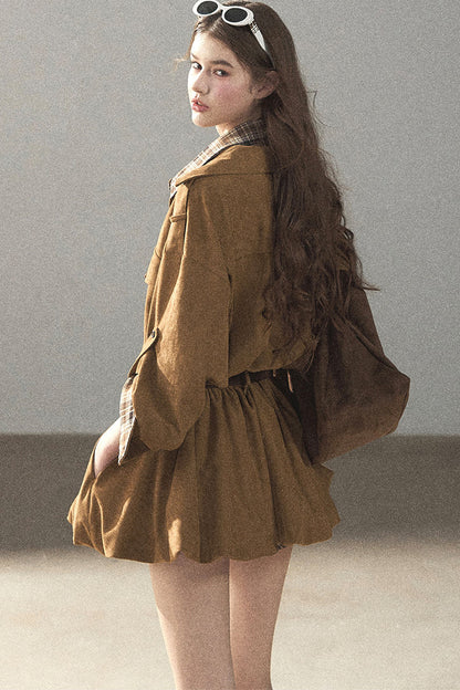Plaid Shirt Layered-Look Dress Set