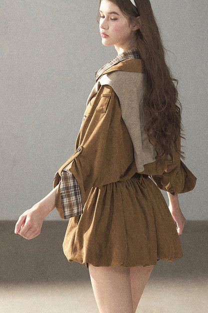 Plaid Shirt Layered-Look Dress Set