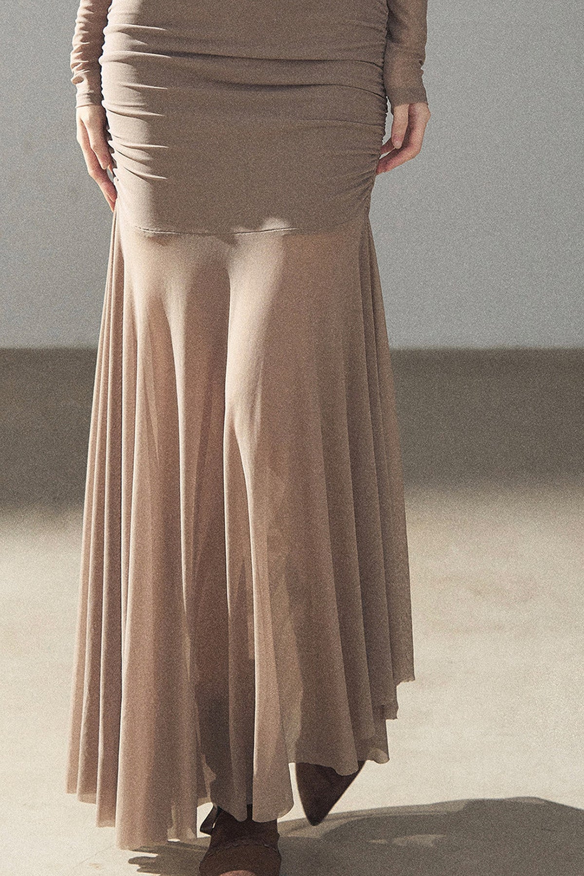 French Style Mesh Fishtail Bodycon Long Dress