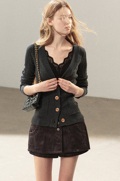 Wild Rose Knitted Cardigan And Vest Set