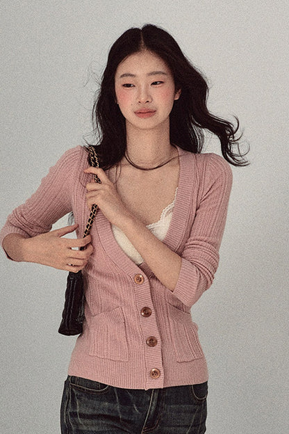 Wild Rose Knitted Cardigan And Vest Set