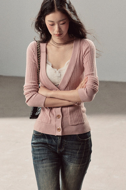 Wild Rose Knitted Cardigan And Vest Set
