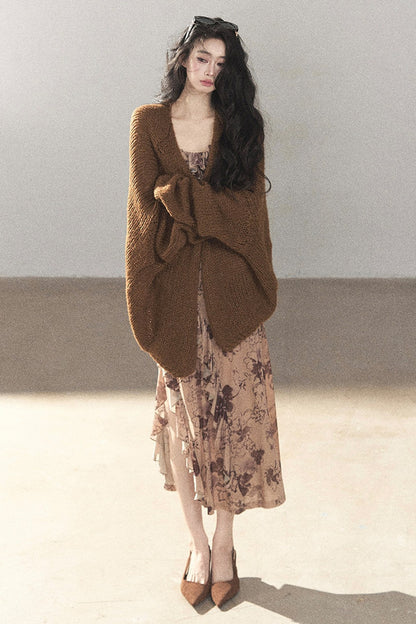 Hollow-Out Knit Cardigan Jacket