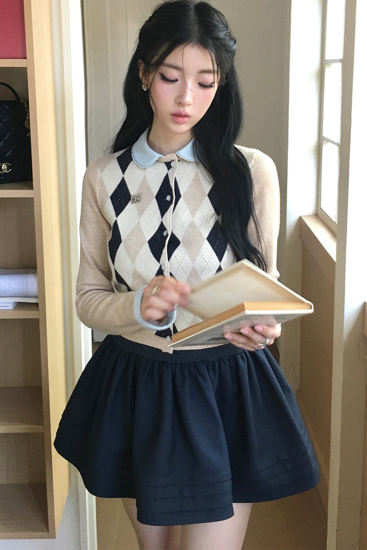 High-Waisted Pleated A-Line Skirt