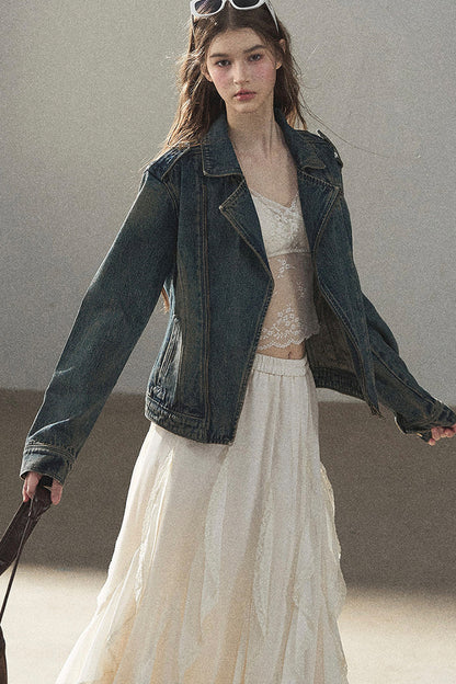 Giacca in denim con colletto polo