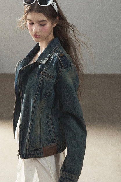 Giacca in denim con colletto polo