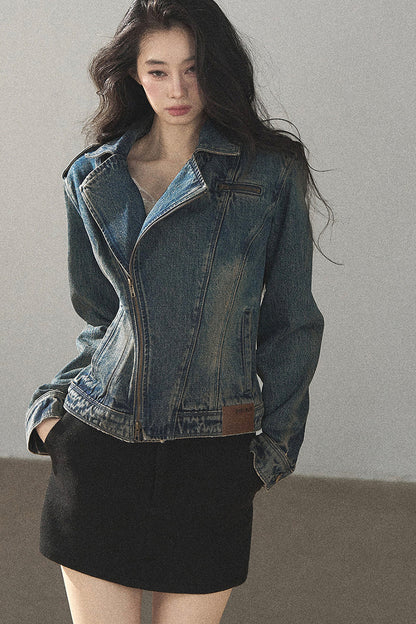 Giacca in denim con colletto polo