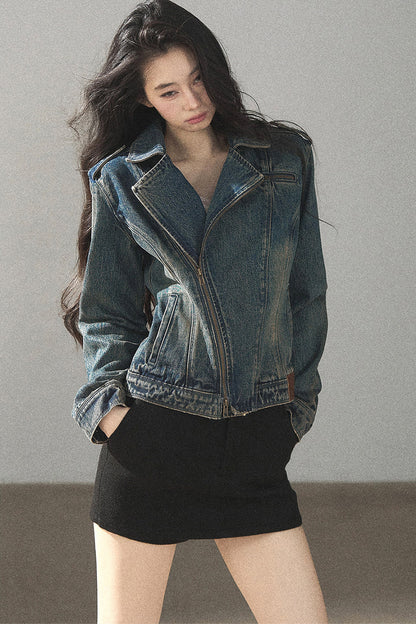 Giacca in denim con colletto polo