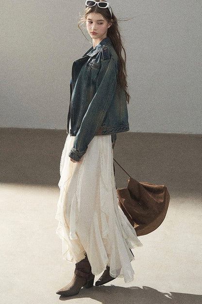 Giacca in denim con colletto polo