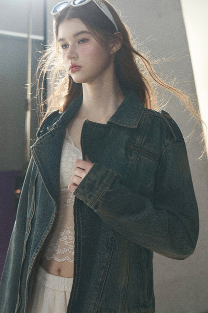 Giacca in denim con colletto polo
