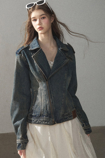 Giacca in denim con colletto polo