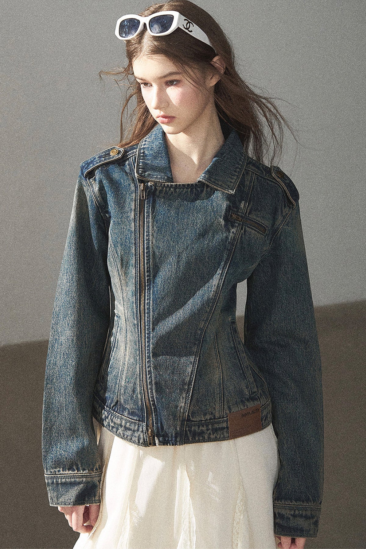 Giacca in denim con colletto polo