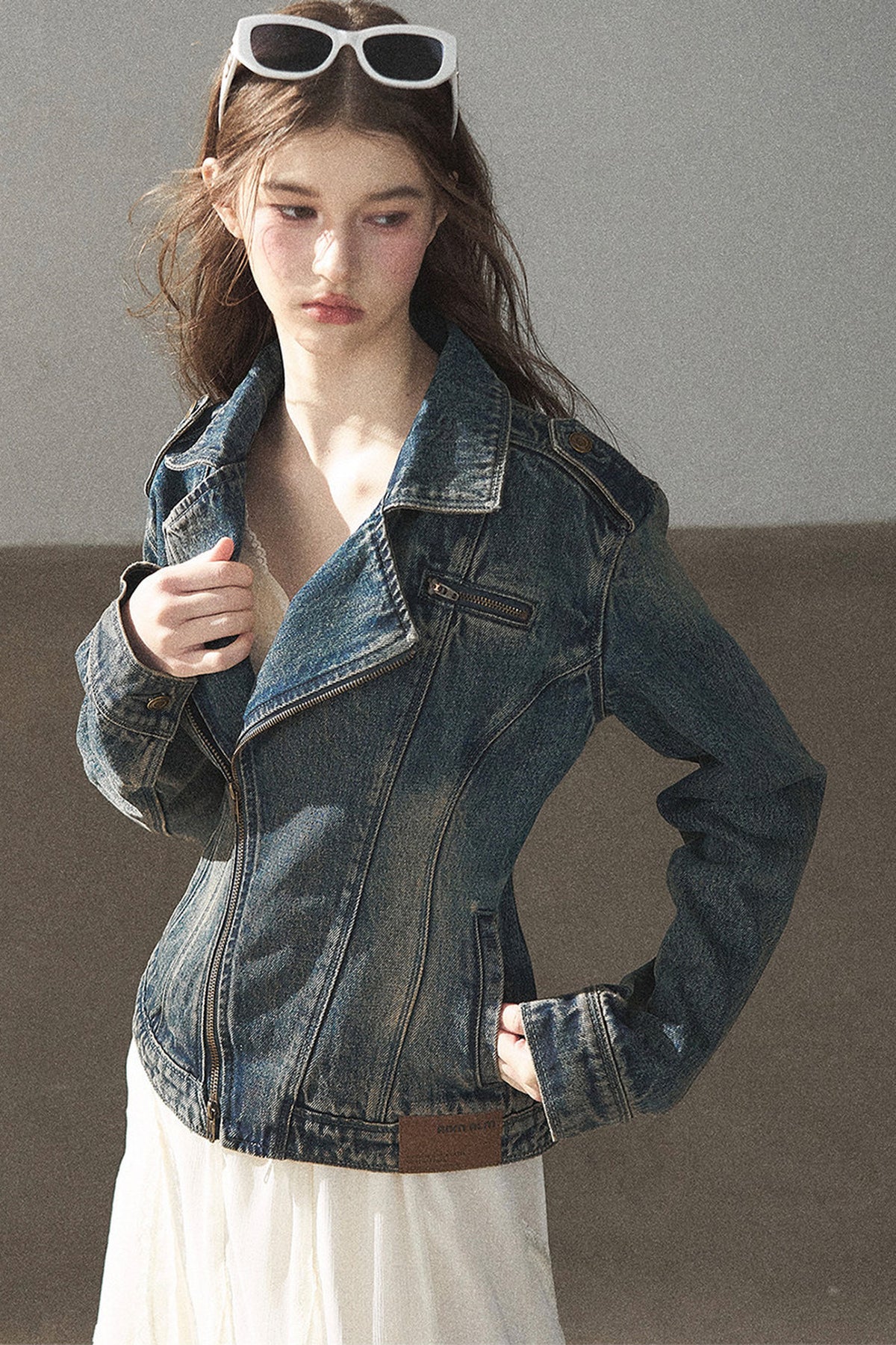 Giacca in denim con colletto polo