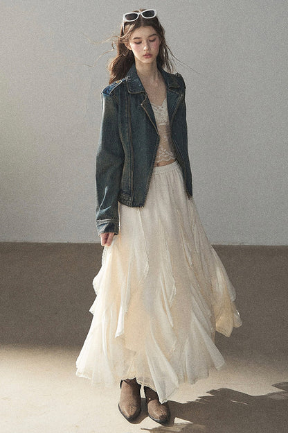 Giacca in denim con colletto polo