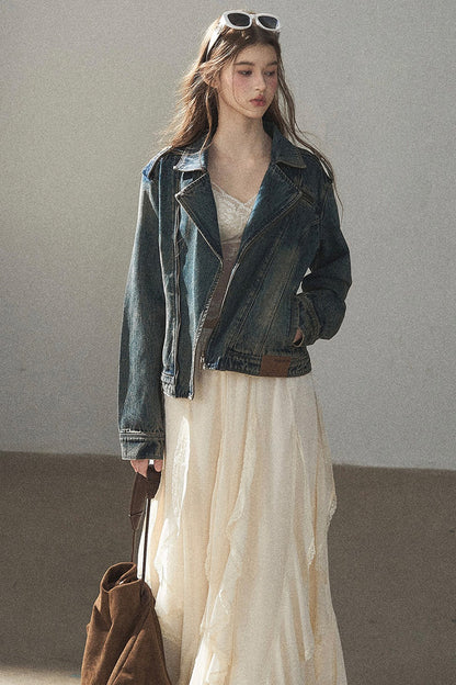 Giacca in denim con colletto polo