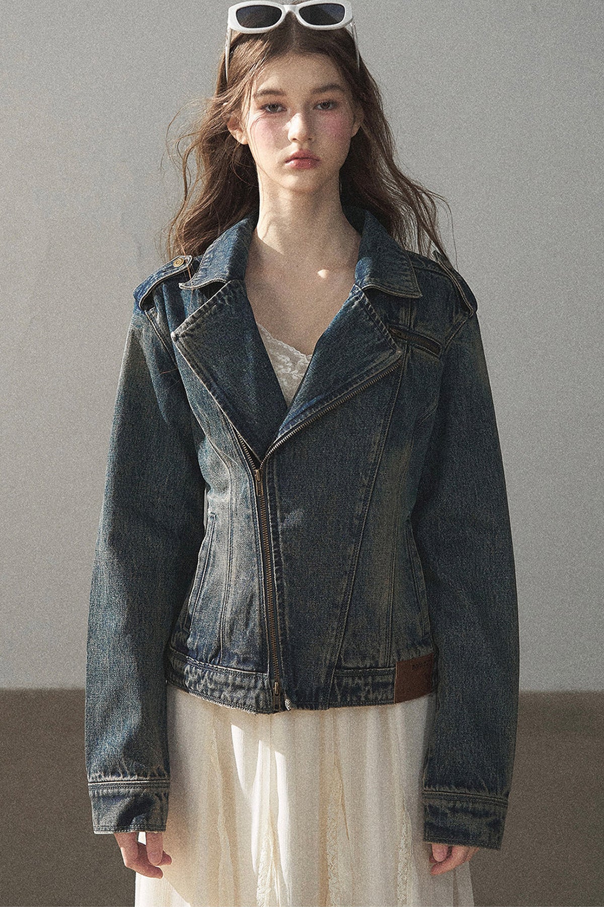 Giacca in denim con colletto polo
