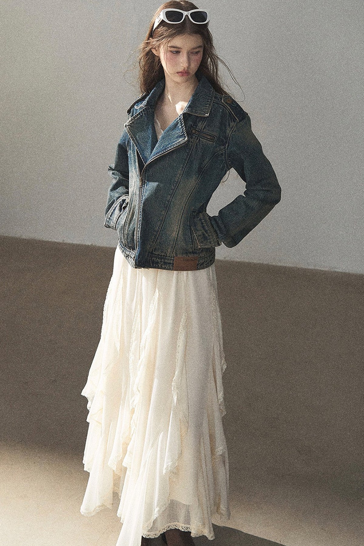 Giacca in denim con colletto polo