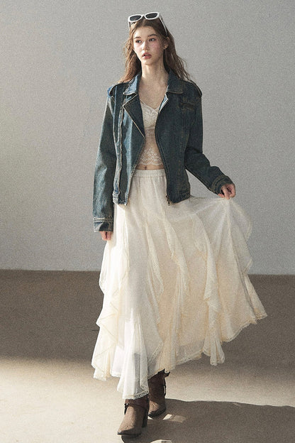 Giacca in denim con colletto polo