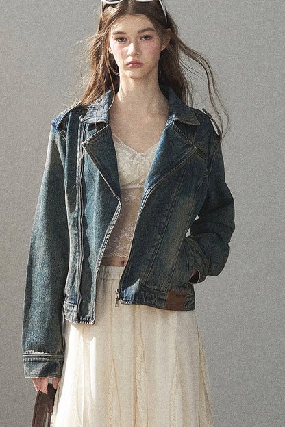 Giacca in denim con colletto polo