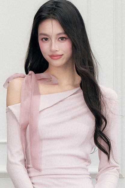 Off-Shoulder Lapel Long Sleeve Top