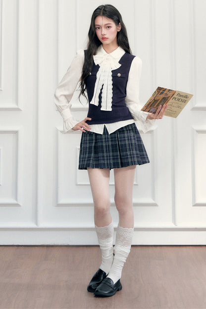 Layered-Look Lace Blouse and Skirt Set-Up