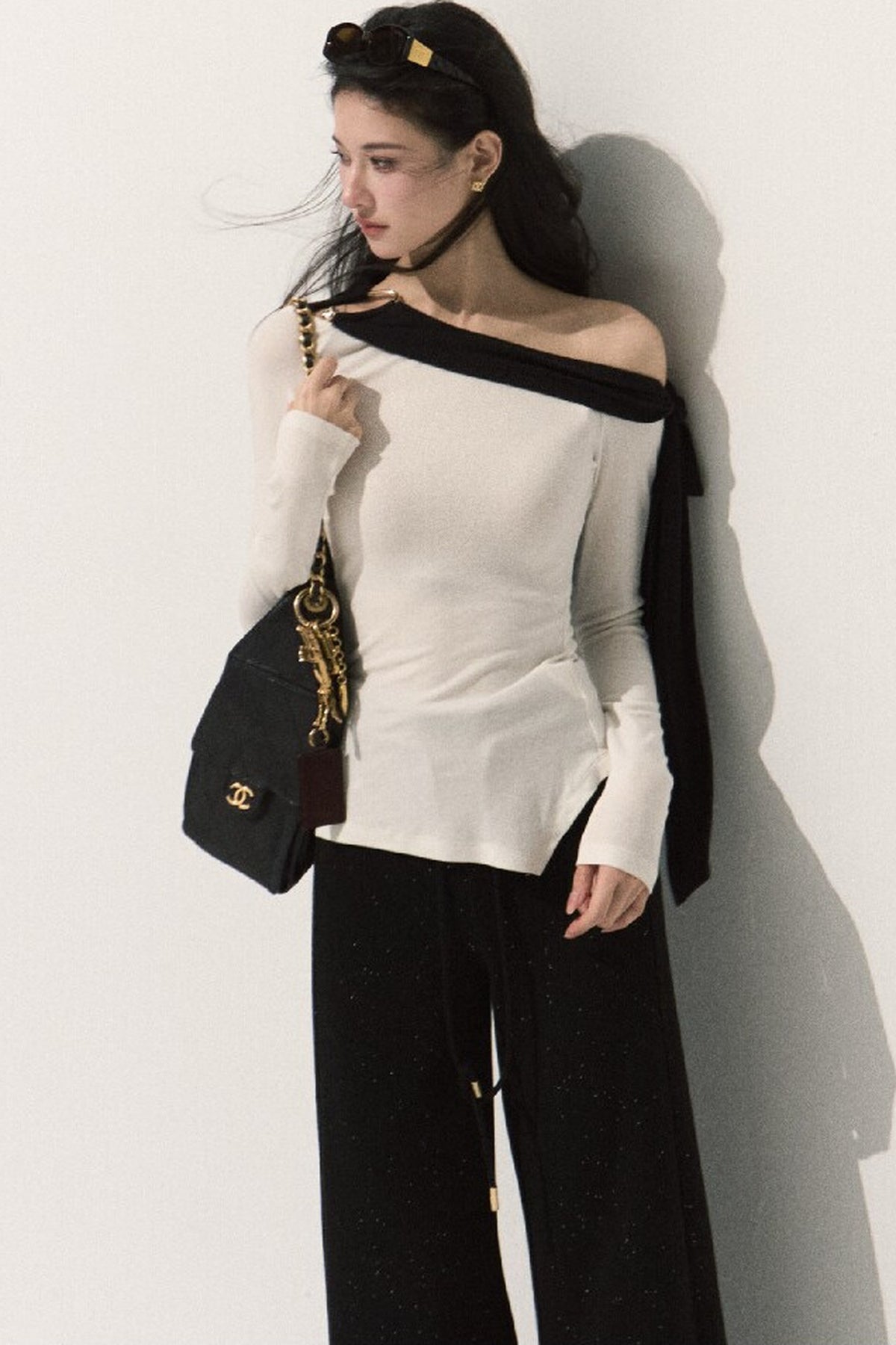 Off-Shoulder Wool Knit Top