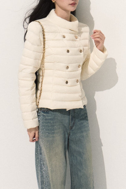 Ribbed Stand Collar Down Jacket