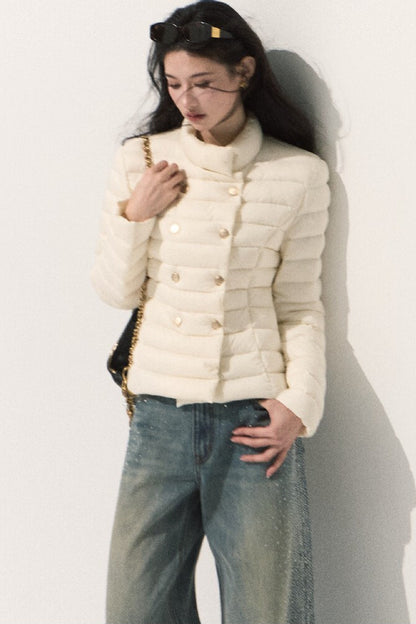 Ribbed Stand Collar Down Jacket