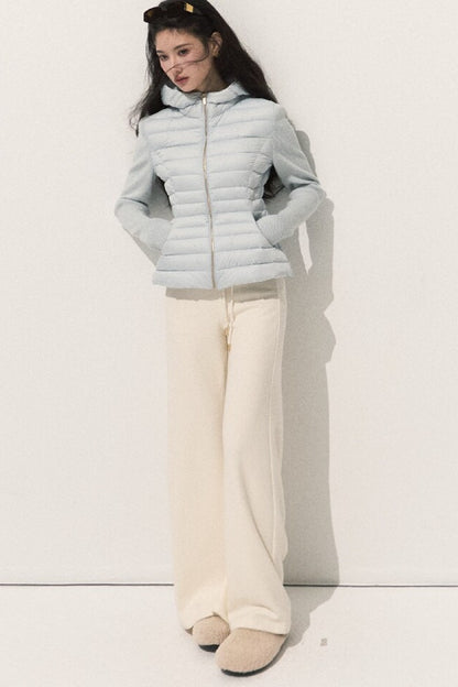 Knitted Patchwork Ribbed Down Jacket