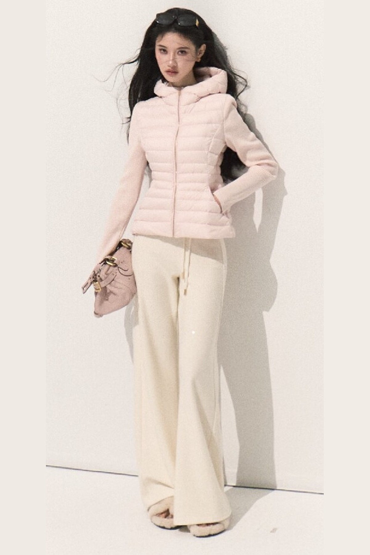 Knitted Patchwork Ribbed Down Jacket